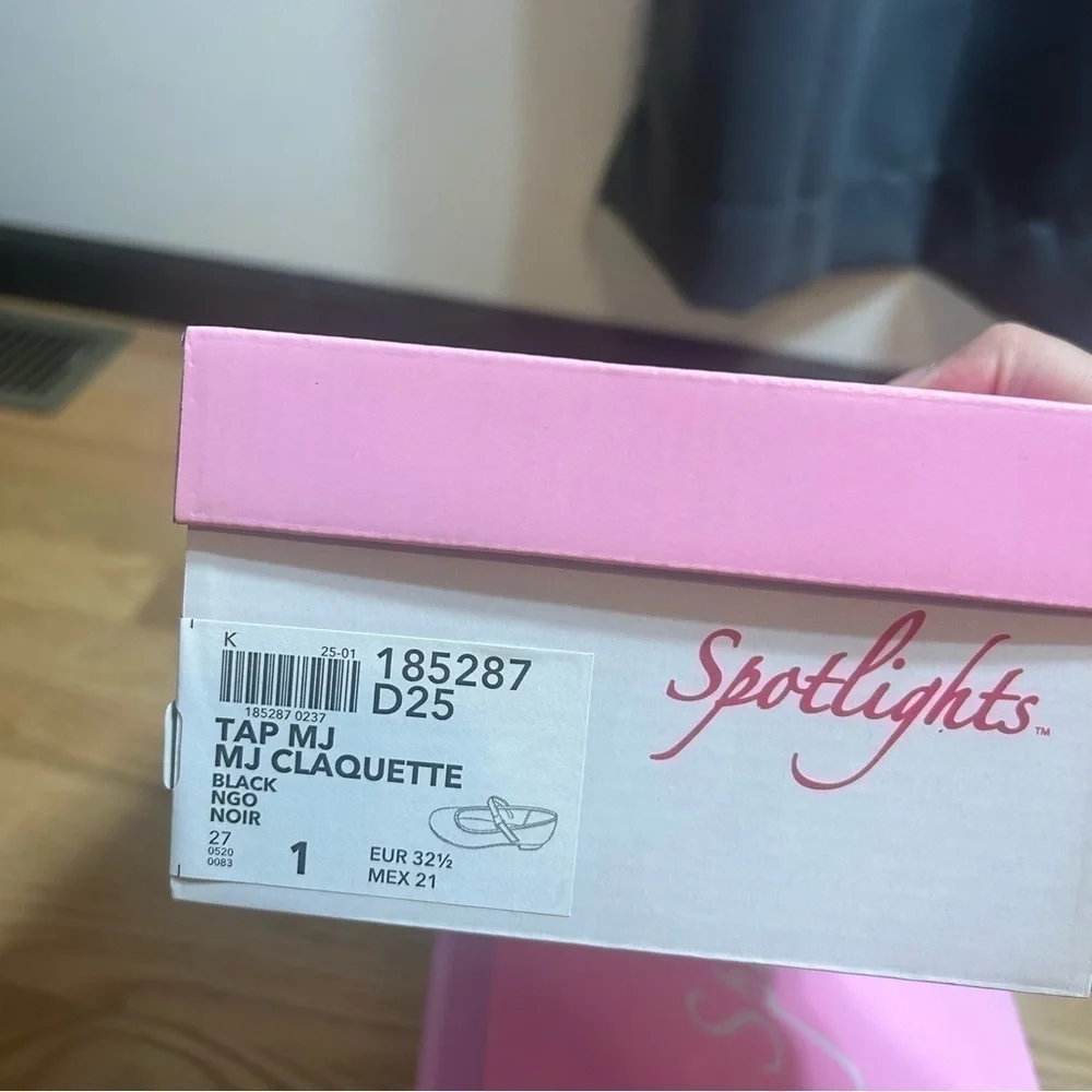 Spotlights Black Patent Tap Shoes NEW Sz 1 Dance Kids Youth